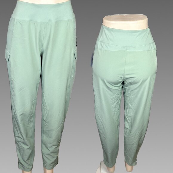 Free Country XL Green Moss Flat Stretch Waist Flap Hip Pockets Zip Ankle Pants - Picture 1 of 6